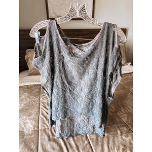 Lacey, peek-a-boo shoulder Blouse
